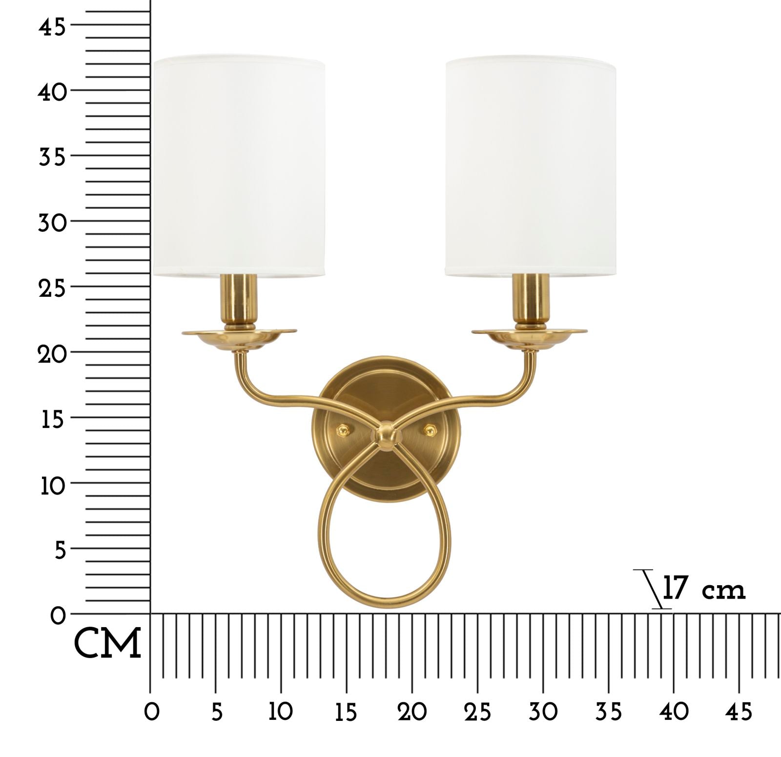 Wandleuchte Zagabria 43 cm – Wandlampe im Glamour-Stil mit Stoffschirm