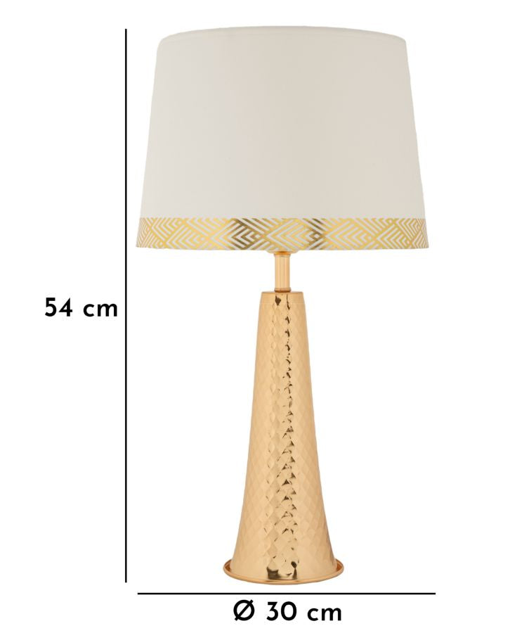 Tischlampe Tower Oro gold 30x54 cm aus Metall und Stoff