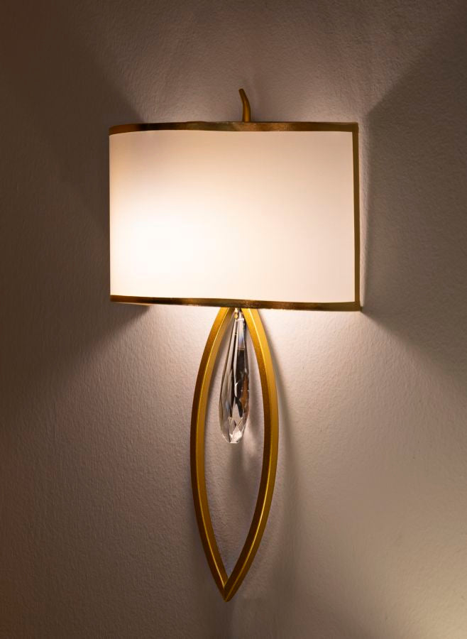 Wandleuchte Vienna 50 cm – Elegante Wandlampe mit Kristallanhänger und Goldrahmen