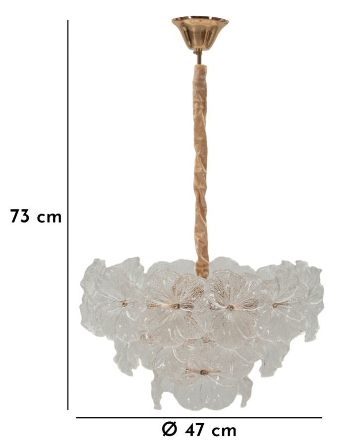 Deckenleuchte Ibiscus rund 47x73 cm aus Metall und Glas