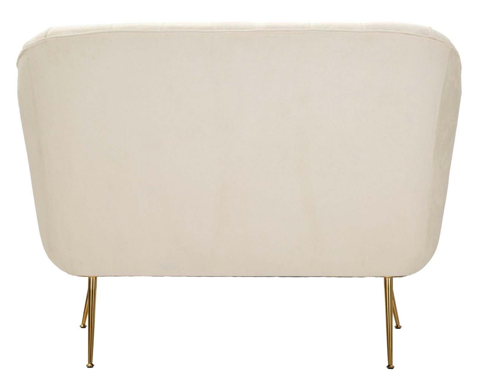 Samt Sofa Écru Bellezza 130 cm mit Kissen und Goldfüßen