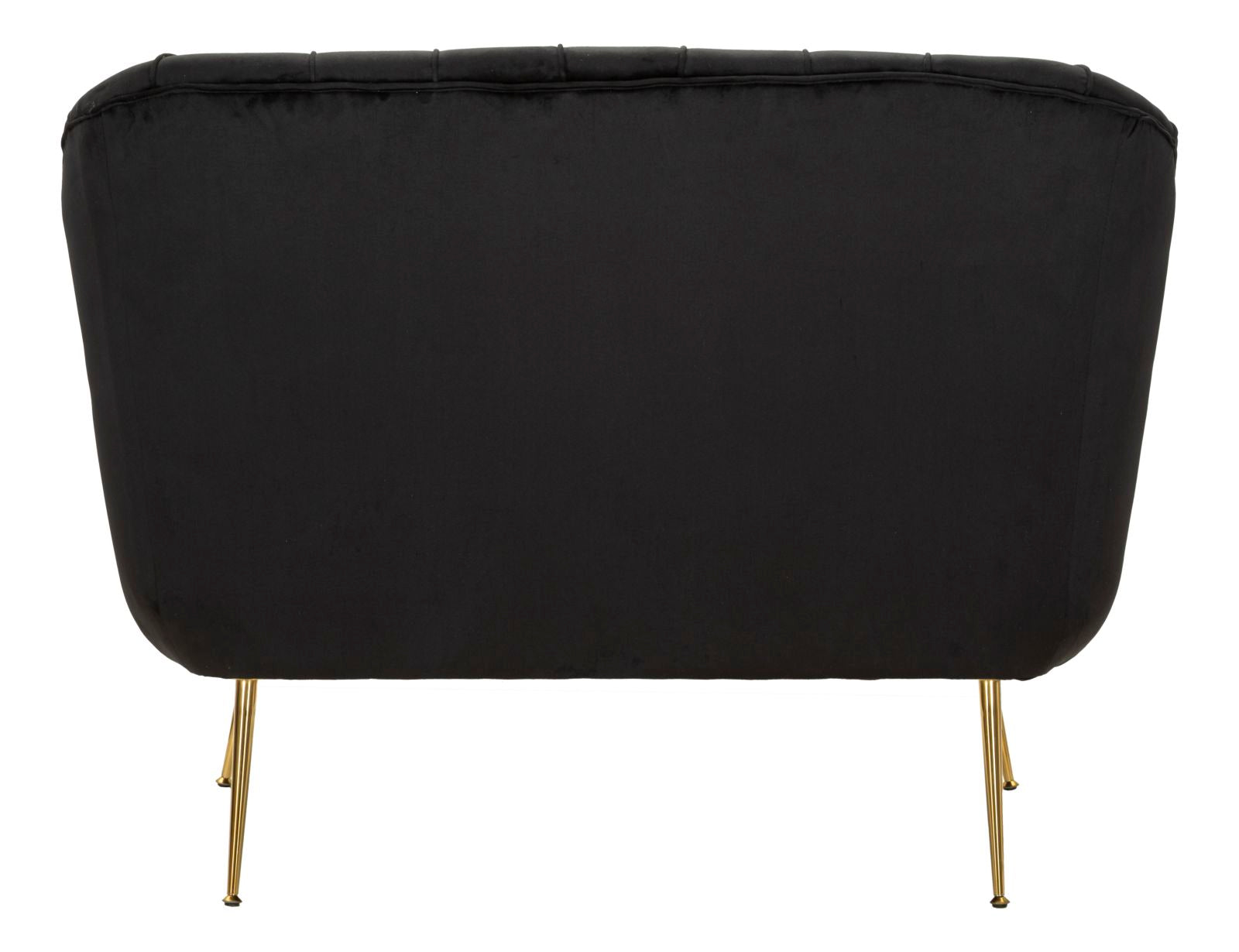 Samt Sofa Noir Bellezza 130 cm mit Kissen und Goldfüßen