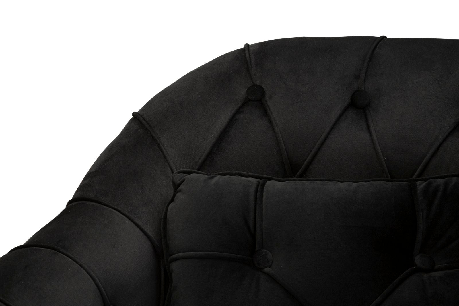 Samt Sofa Noir Bellezza 130 cm mit Kissen und Goldfüßen