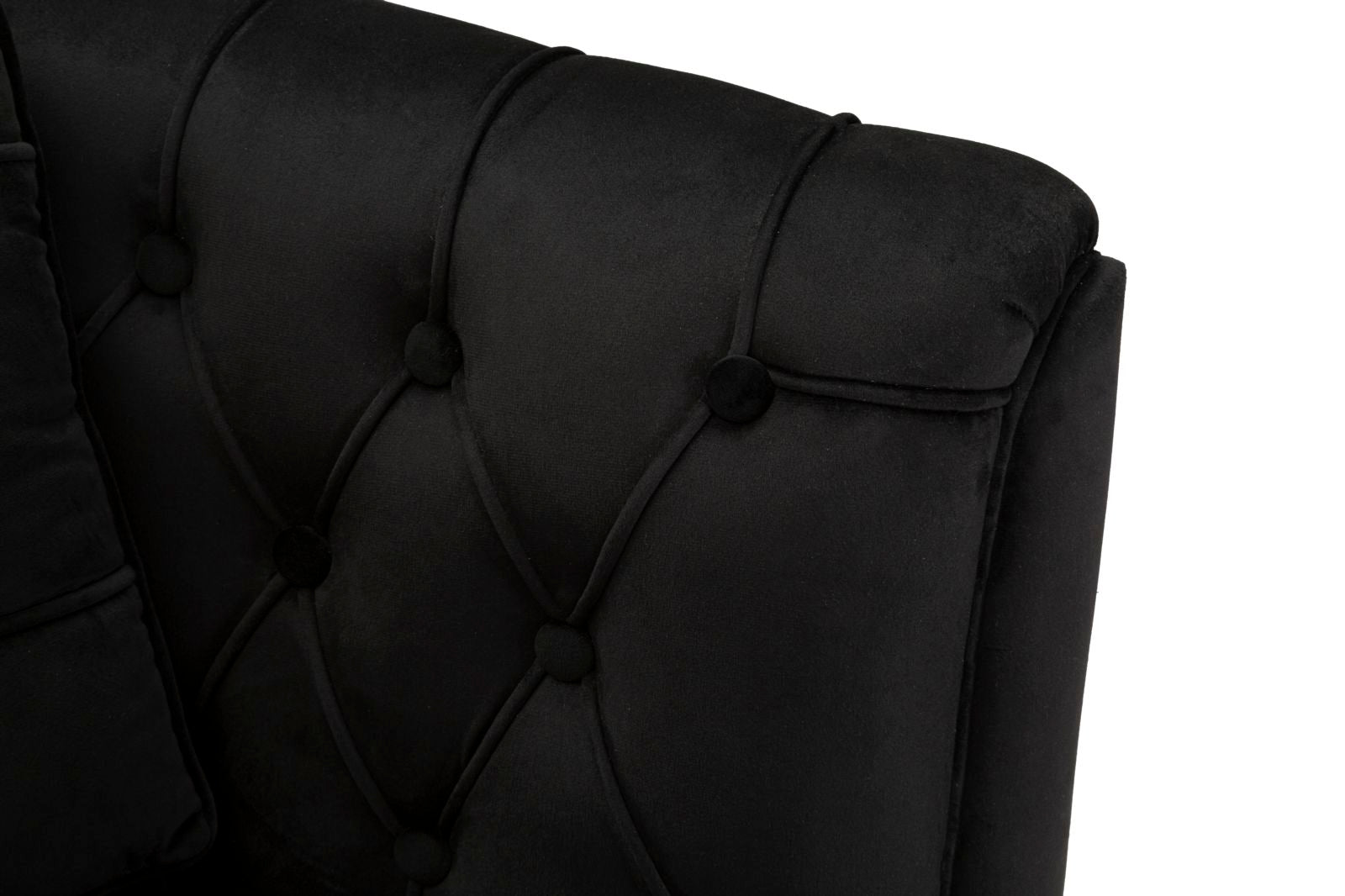 Samt Sofa Noir Bellezza 130 cm mit Kissen und Goldfüßen