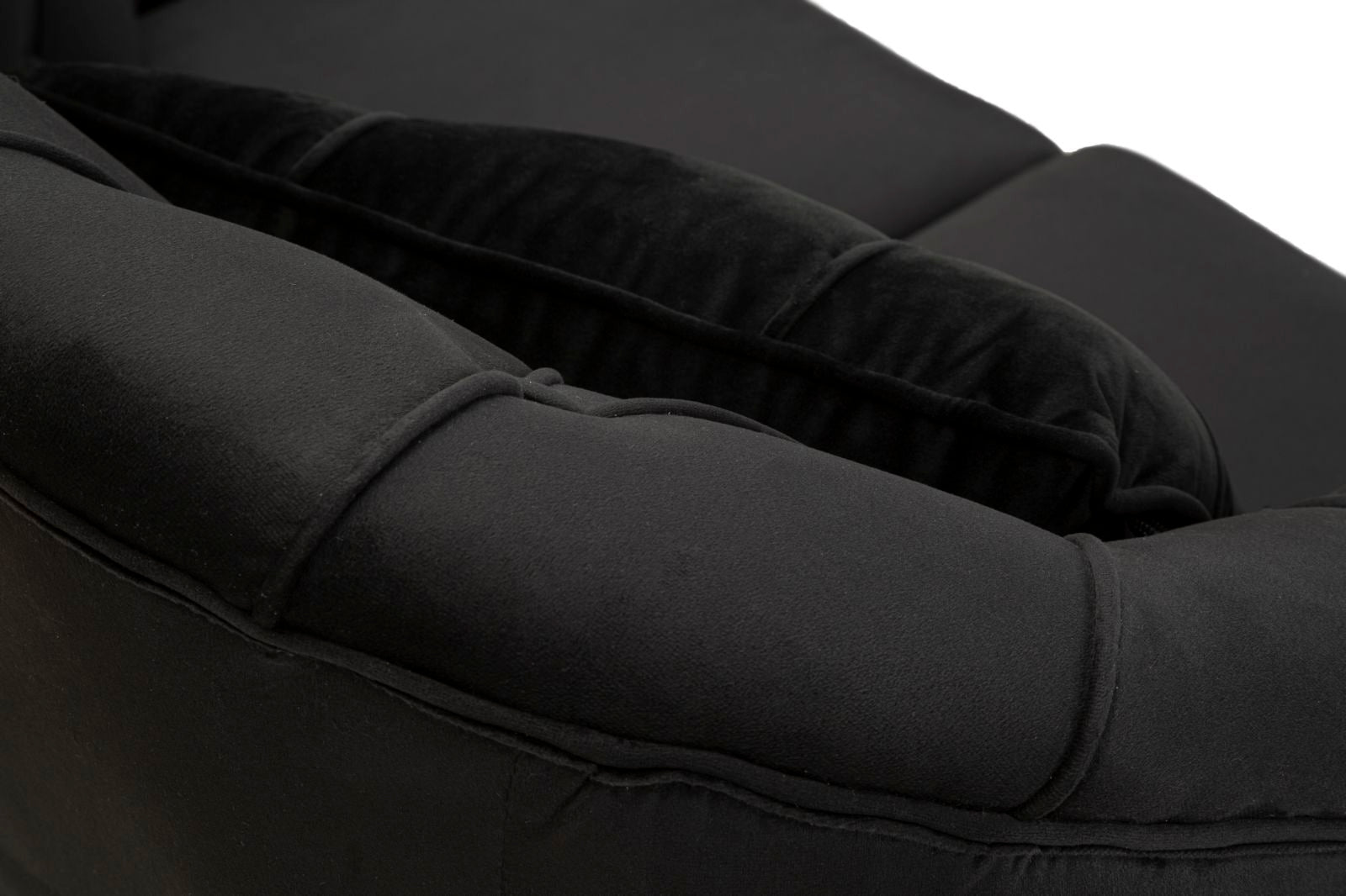 Samt Sofa Noir Bellezza 130 cm mit Kissen und Goldfüßen