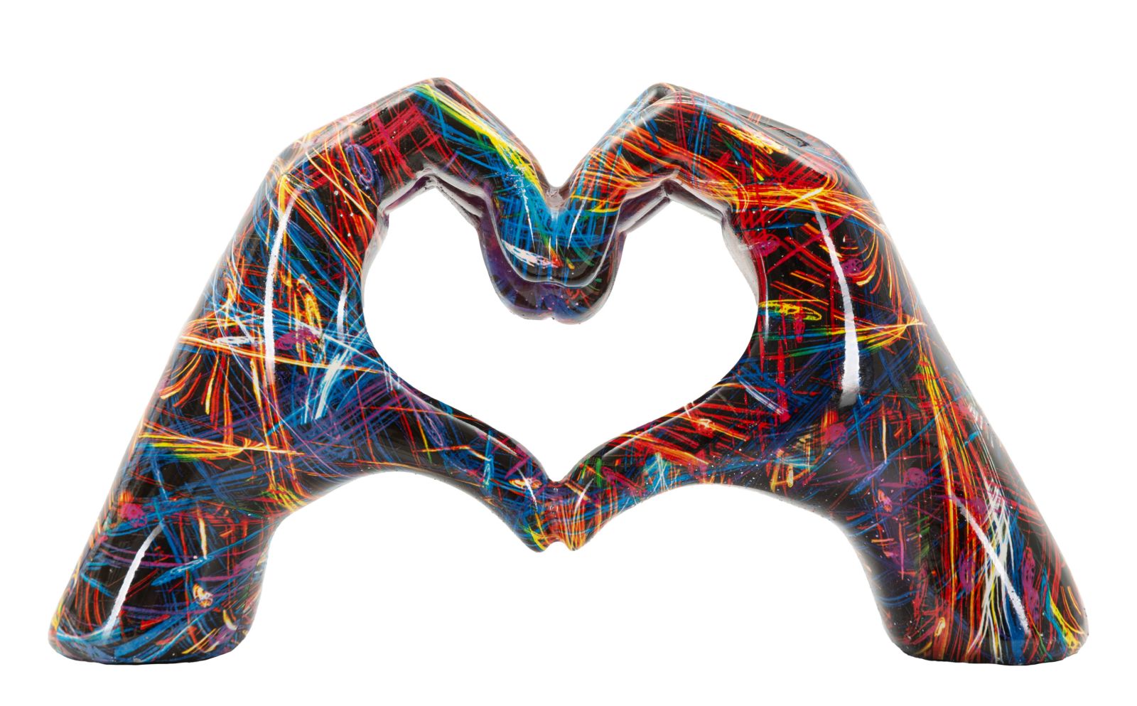 Street Art Herz-Skulptur Amore Psyco – Bunte Dekoration 25cm