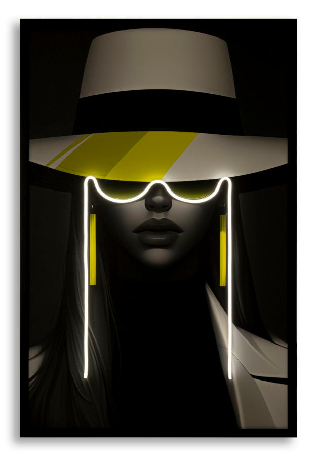 Wandbild Frau Modern LED Leinwand Bild Neon Chic