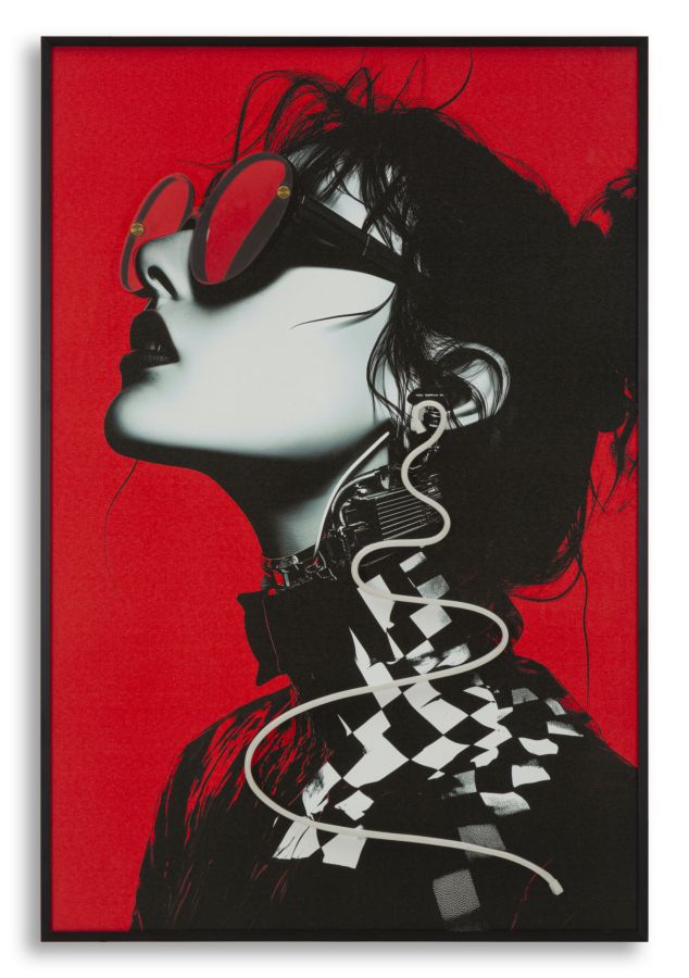 Wandbild LED Psyco Design Rot Schwarz Acryl 3D