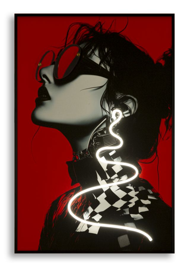 Wandbild LED Psyco Design Rot Schwarz Acryl 3D