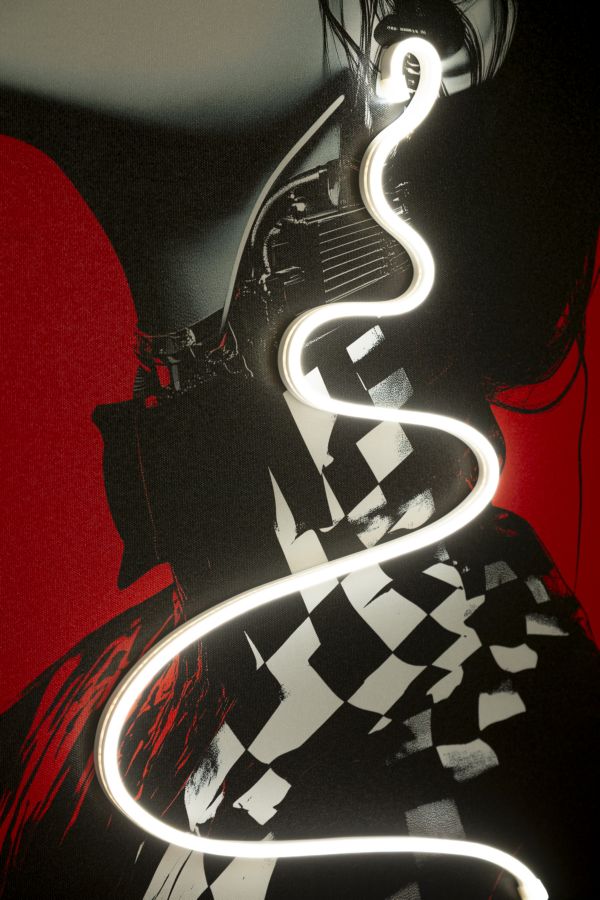 Wandbild LED Psyco Design Rot Schwarz Acryl 3D