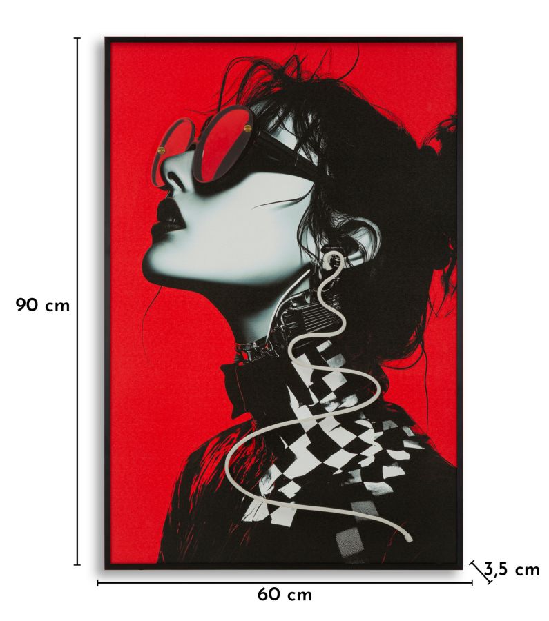 Wandbild LED Psyco Design Rot Schwarz Acryl 3D