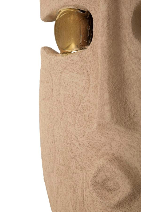 Dakar Masken Wanddeko 2er Set Keramik Beige Gold