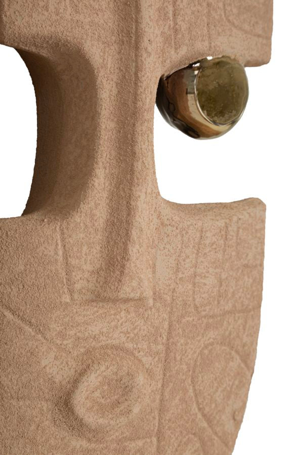 Dakar Masken Wanddeko 2er Set Keramik Beige Gold