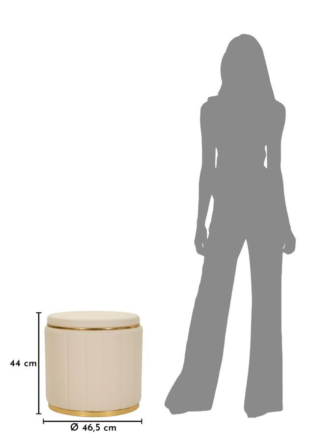 Sitzhocker London Creme mit Stauraum moderner Polsterhocker