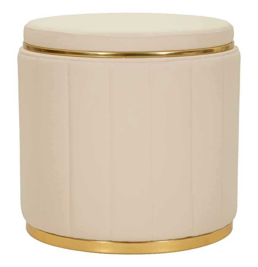 Sitzhocker London Creme mit Stauraum moderner Polsterhocker