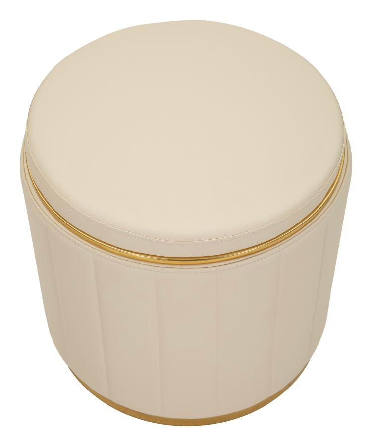 Sitzhocker London Creme mit Stauraum moderner Polsterhocker