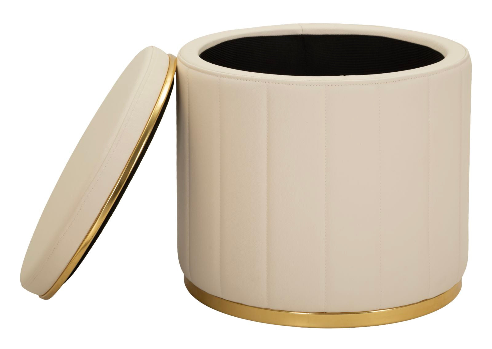 Sitzhocker London Creme mit Stauraum moderner Polsterhocker