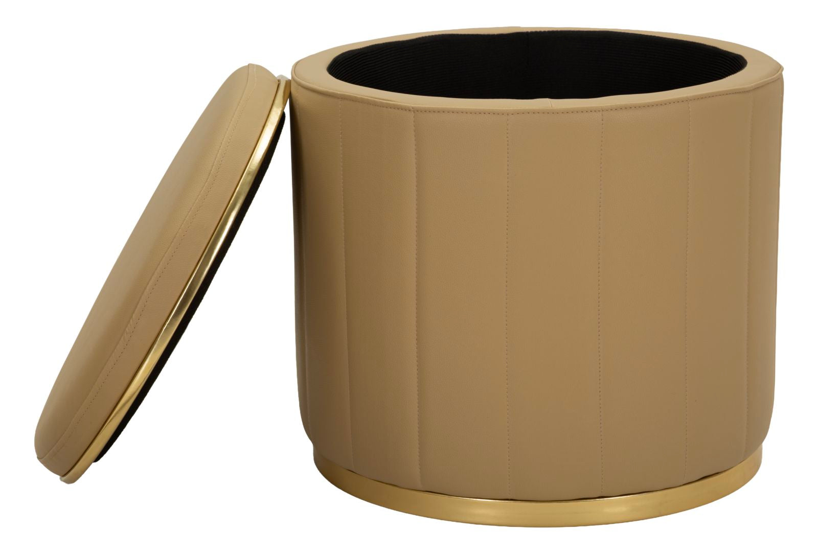 Sitzhocker London Braun mit Stauraum moderner Polsterhocker