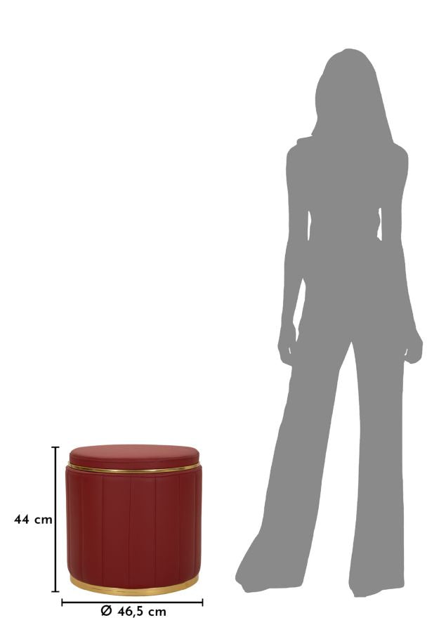 Sitzhocker London Rot mit Stauraum moderner Polsterhocker