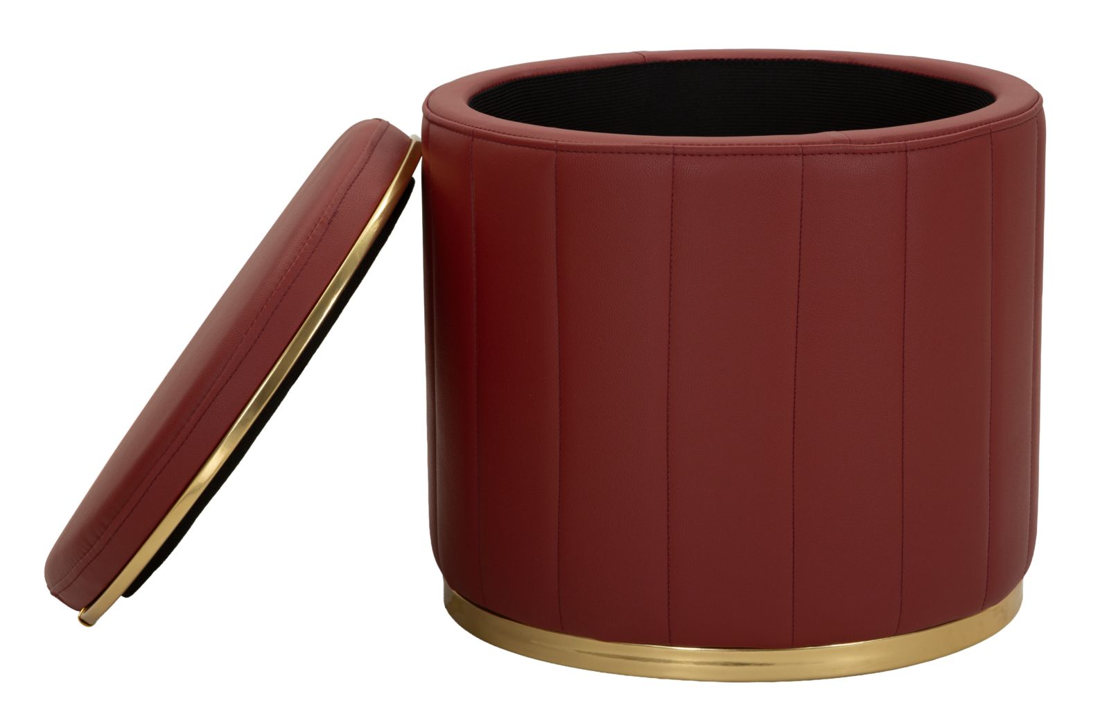 Sitzhocker London Rot mit Stauraum moderner Polsterhocker