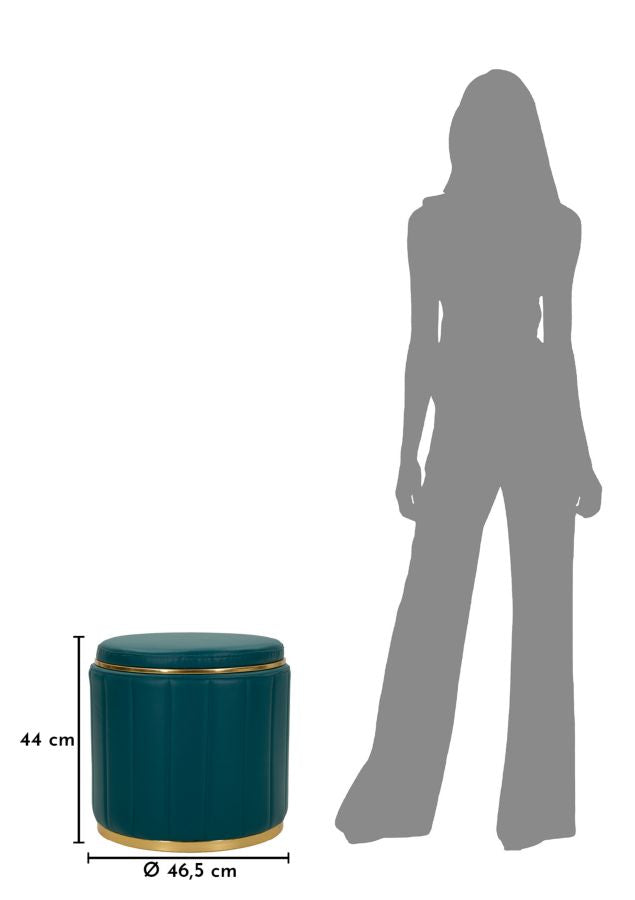 Sitzhocker London Petrol mit Stauraum moderner Polsterhocker