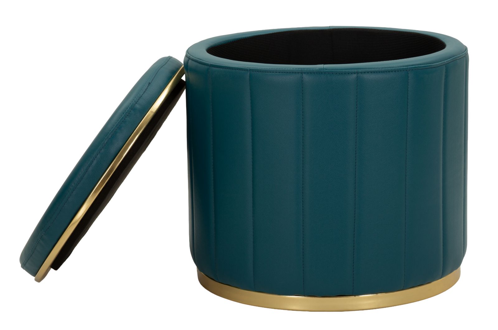 Sitzhocker London Petrol mit Stauraum moderner Polsterhocker