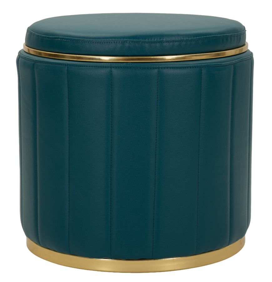 Sitzhocker London Petrol mit Stauraum moderner Polsterhocker