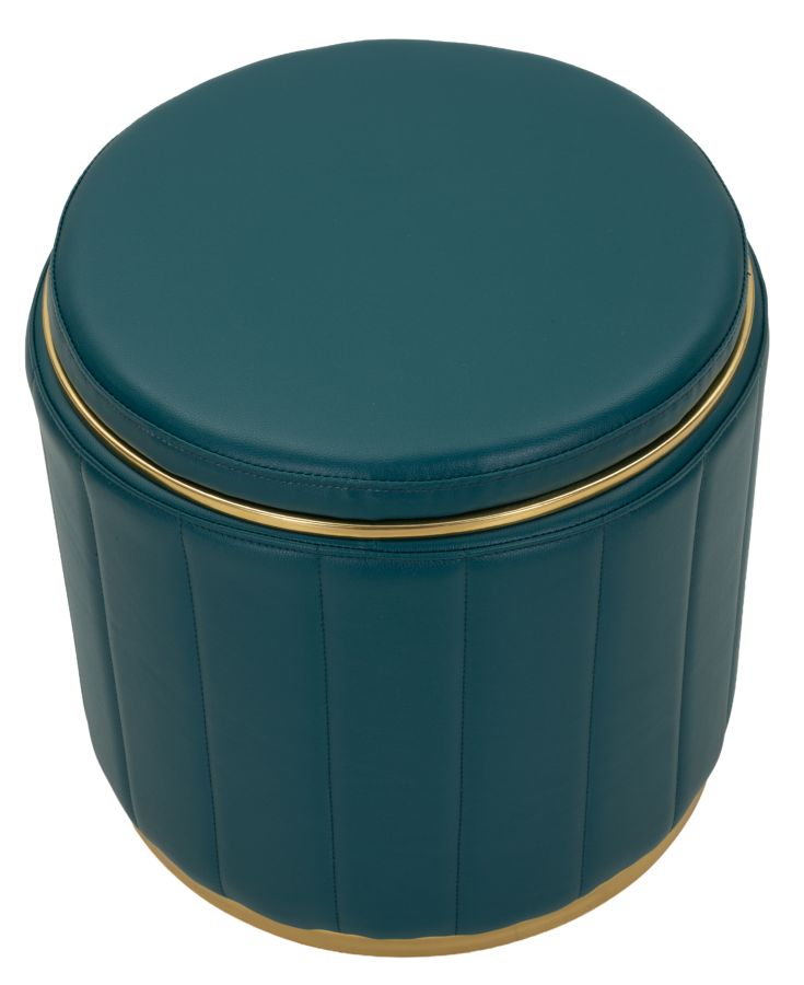 Sitzhocker London Petrol mit Stauraum moderner Polsterhocker