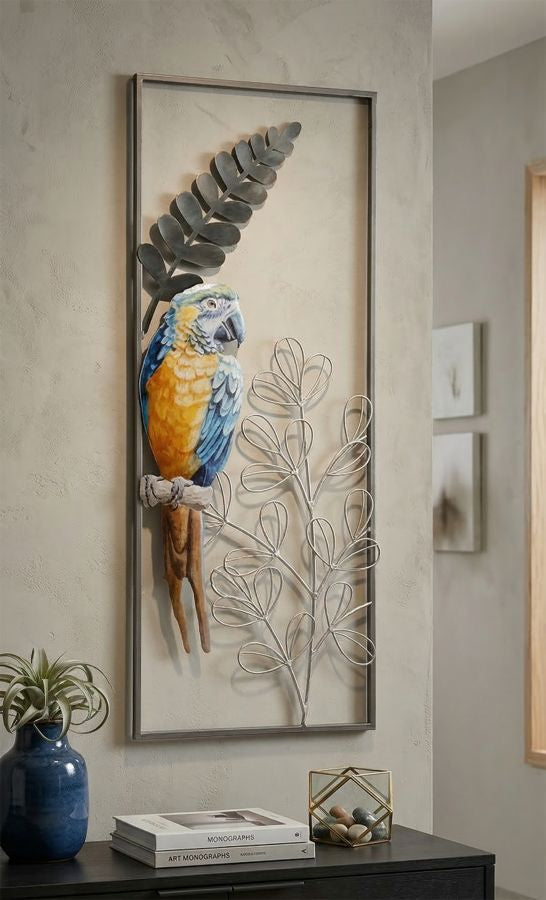 Wanddeko Arvino Papagei Panel Metall 74,3 cm
