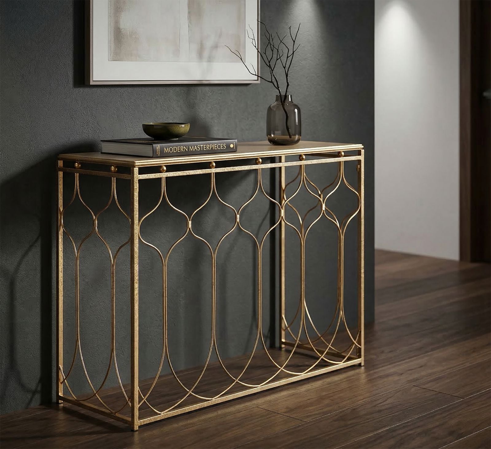 Konsole Aramea Ornament Design Gold Metall Glas Elegant