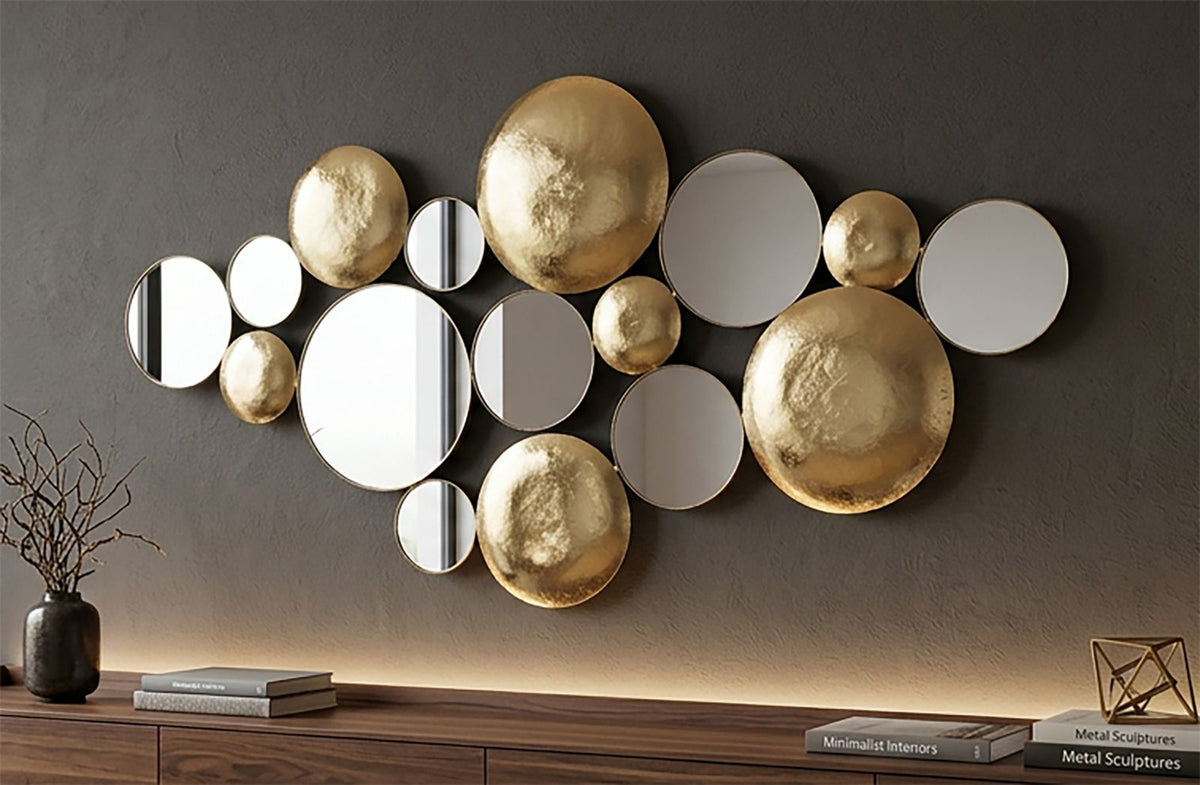 Wanddekoration mit Spiegeln Novara goldfarben 118 x 60 cm