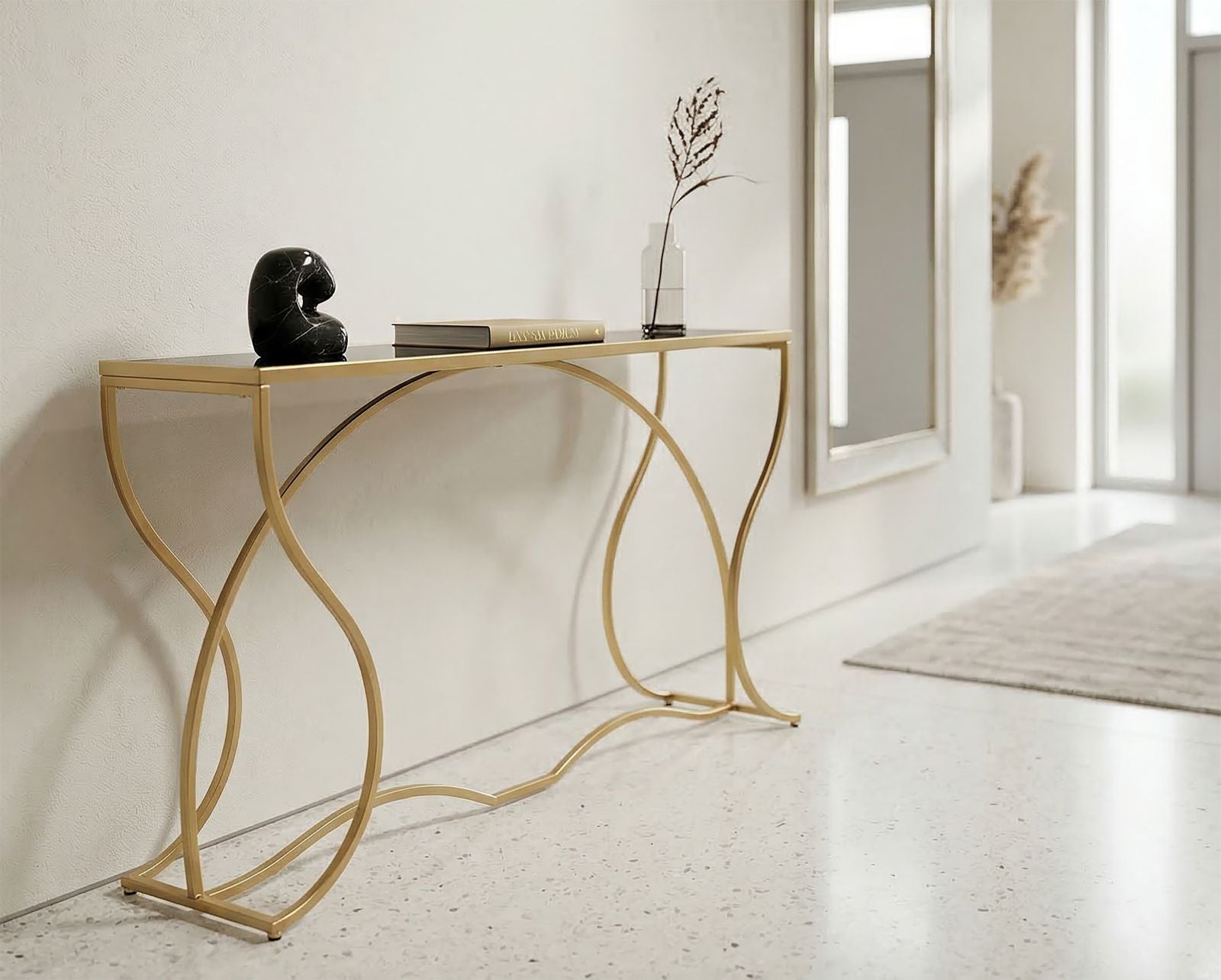Konsole Solvani Gold Metall Glas Modern Rundbogen Design