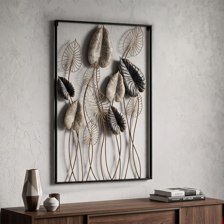Wanddekoration Blätterharmonie Blättermotiv mehrfarbig 100 cm