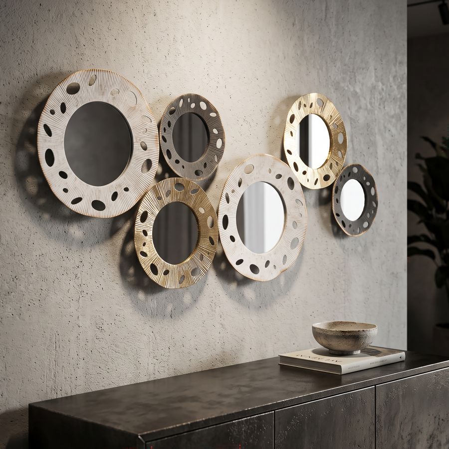 Wanddekoration Gloty mit Spiegeln gold creme 104 cm