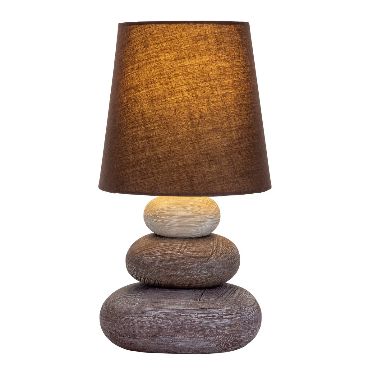 Keramik Tischleuchte "STONEY", Tischlampe aus Keramik in Braun, mit E14-Fassung, Tischlampe für Esszimmer, Wohnzimmer, Diele oder Büro, oder als Nachttischlampe, 31 cm hoch