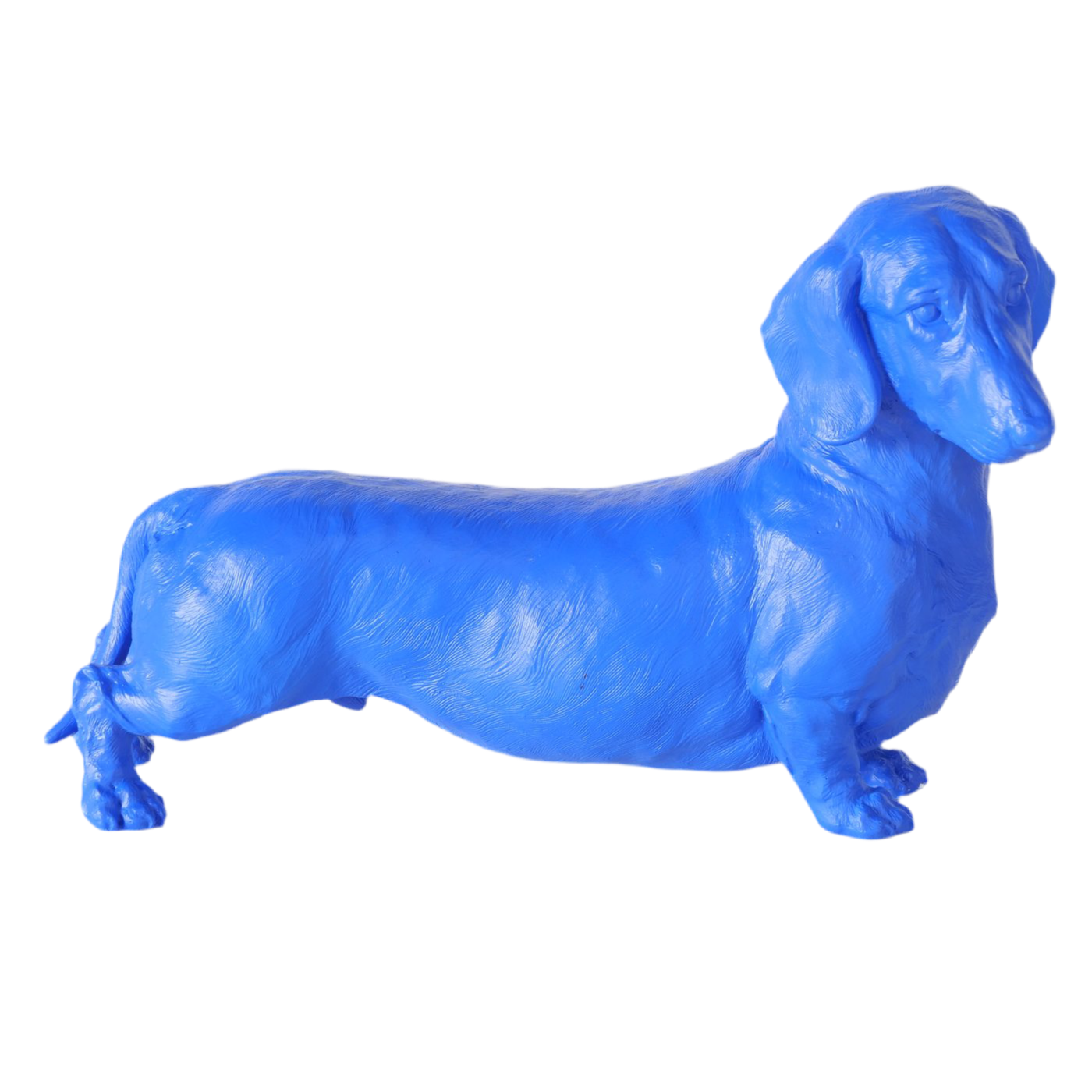 Figur Wuffy Hund blau aus Kunstharz Dackel