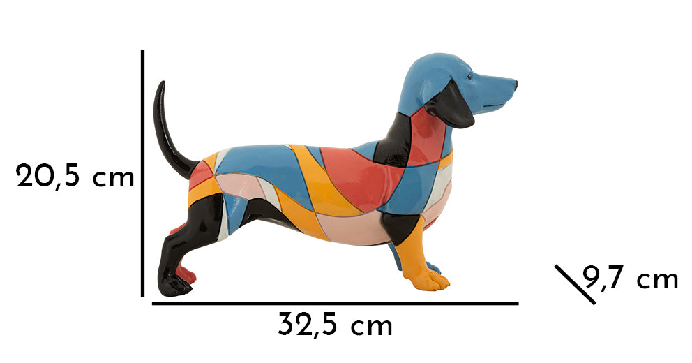 Dekofigur Dackel Pablo – Buntes Kunstwerk aus Italien 32,5cm