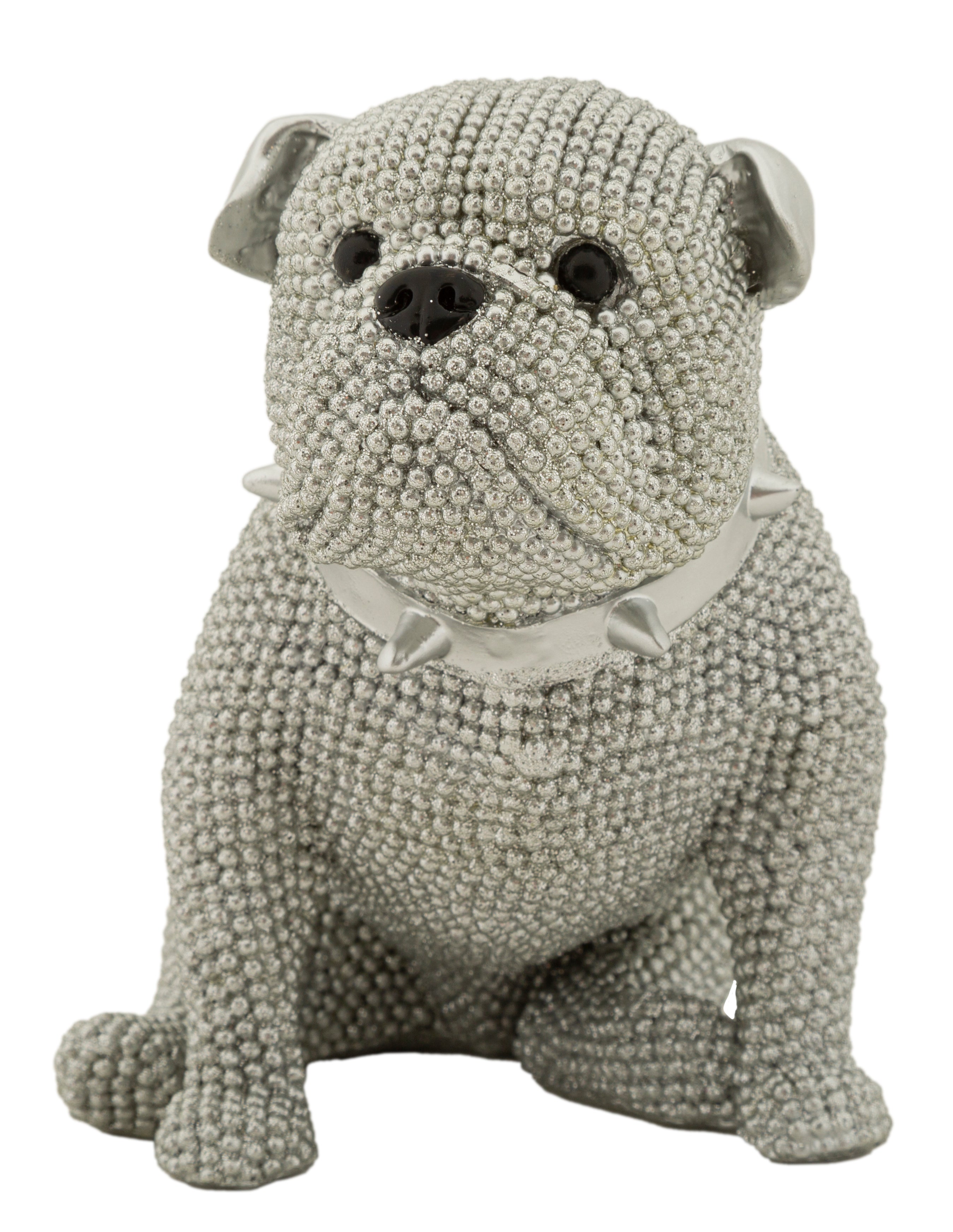 Dekofigur Sparky Bulldogge Silber Glitzeroptik 17cm