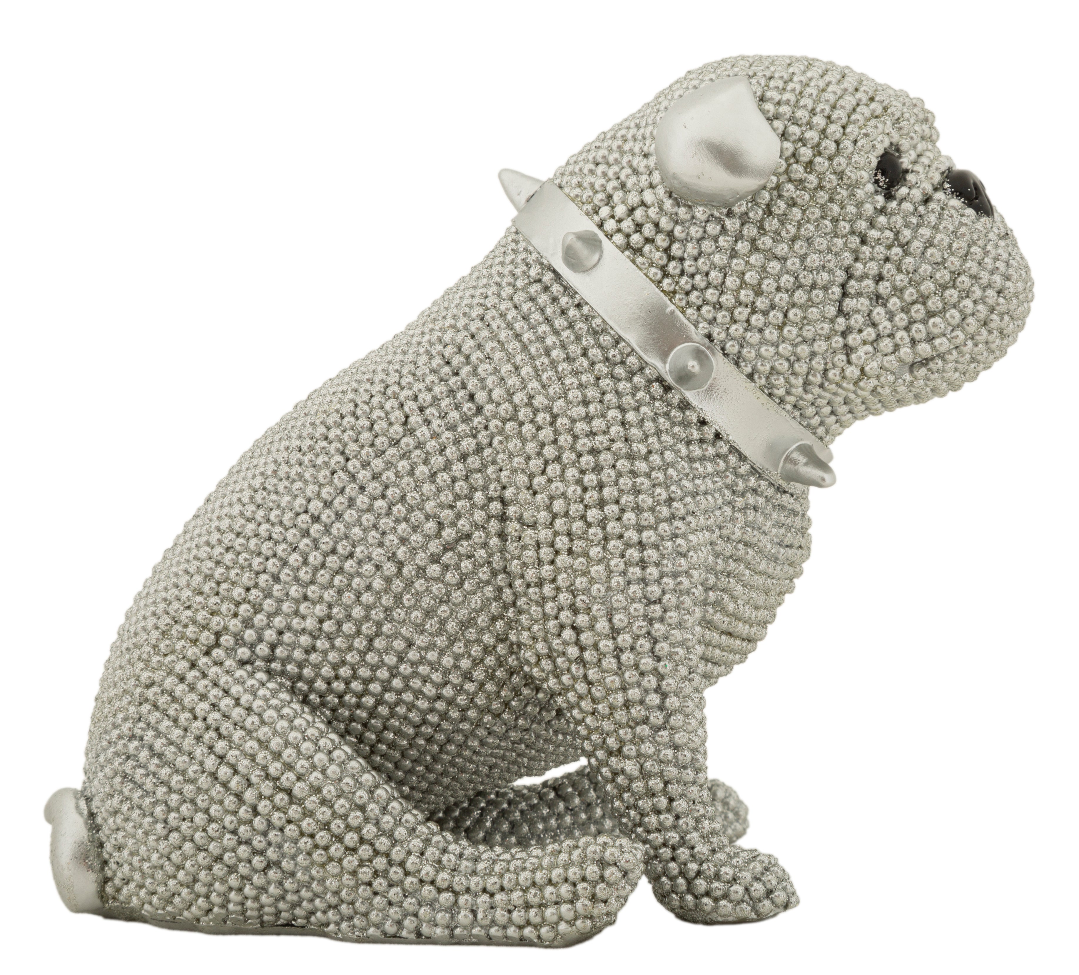 Dekofigur Sparky Bulldogge Silber Glitzeroptik 17cm