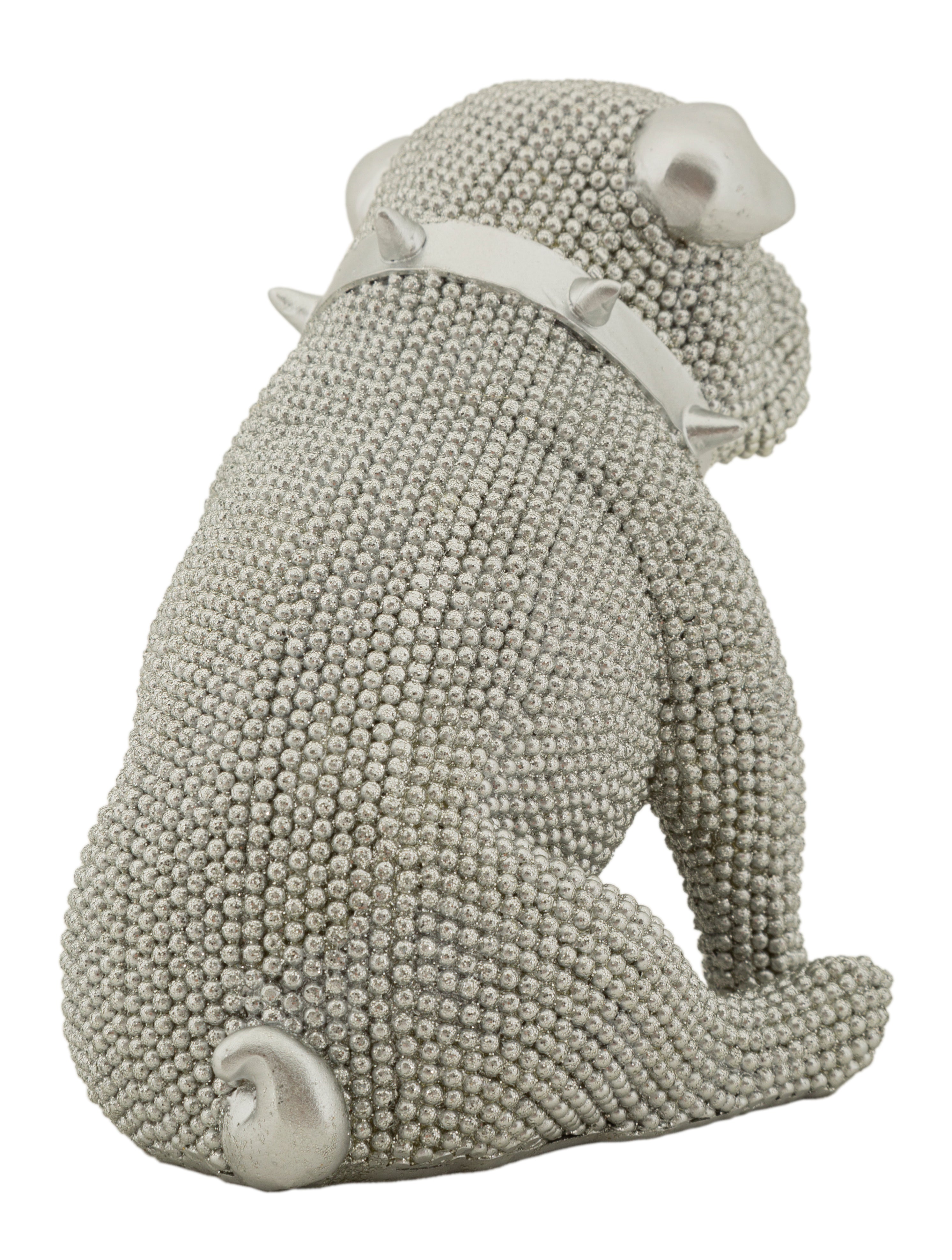 Dekofigur Sparky Bulldogge Silber Glitzeroptik 17cm
