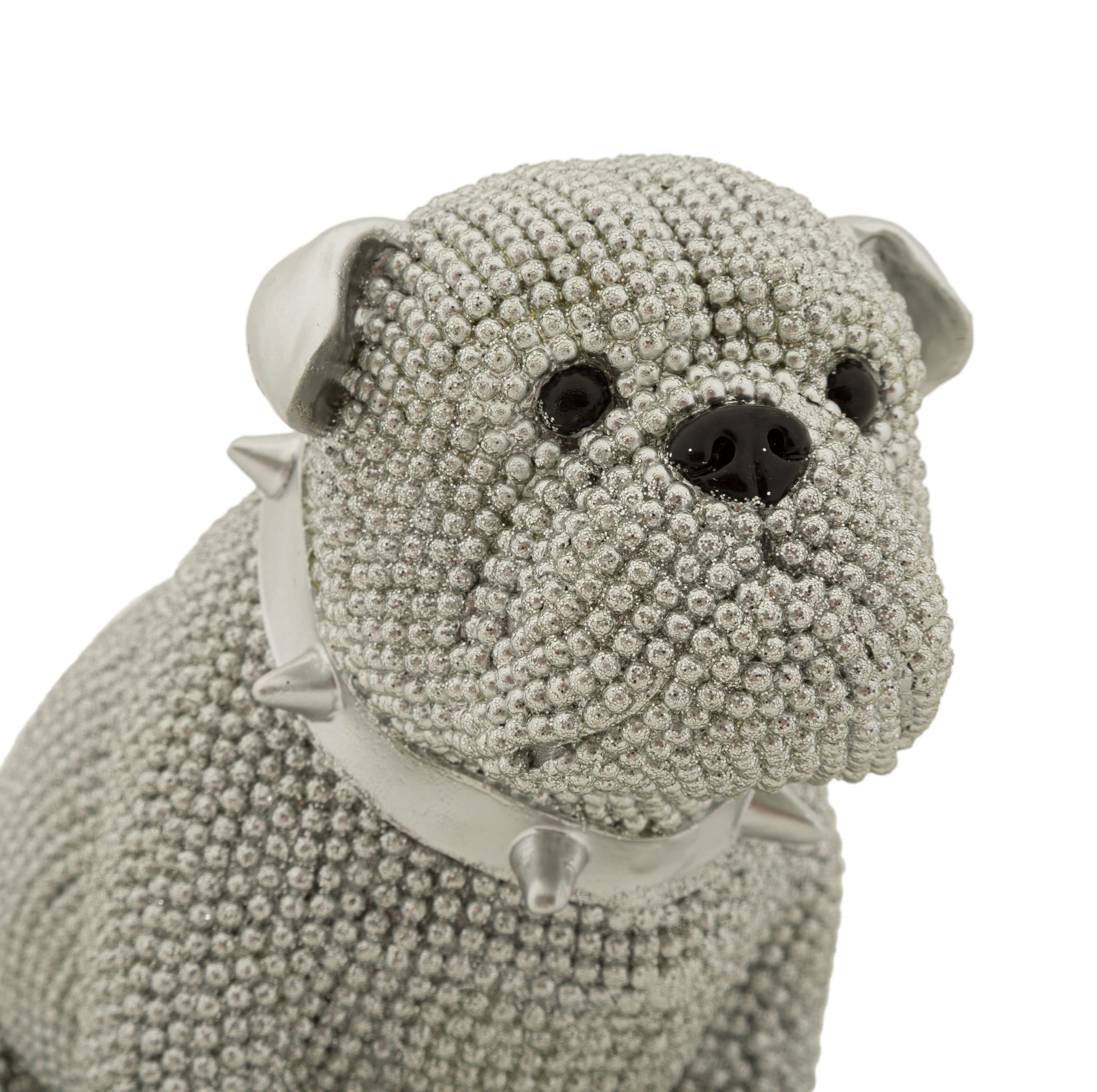 Dekofigur Sparky Bulldogge Silber Glitzeroptik 17cm