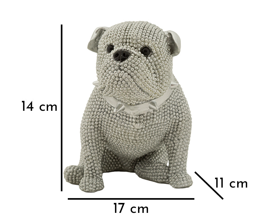 Dekofigur Sparky Bulldogge Silber Glitzeroptik 17cm