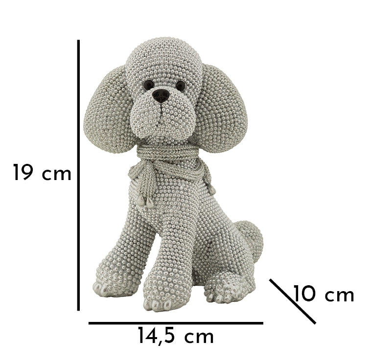 Dekofigur Pudel Sparkle – Glamouröser Deko Hund mit Perlenoptik 19cm