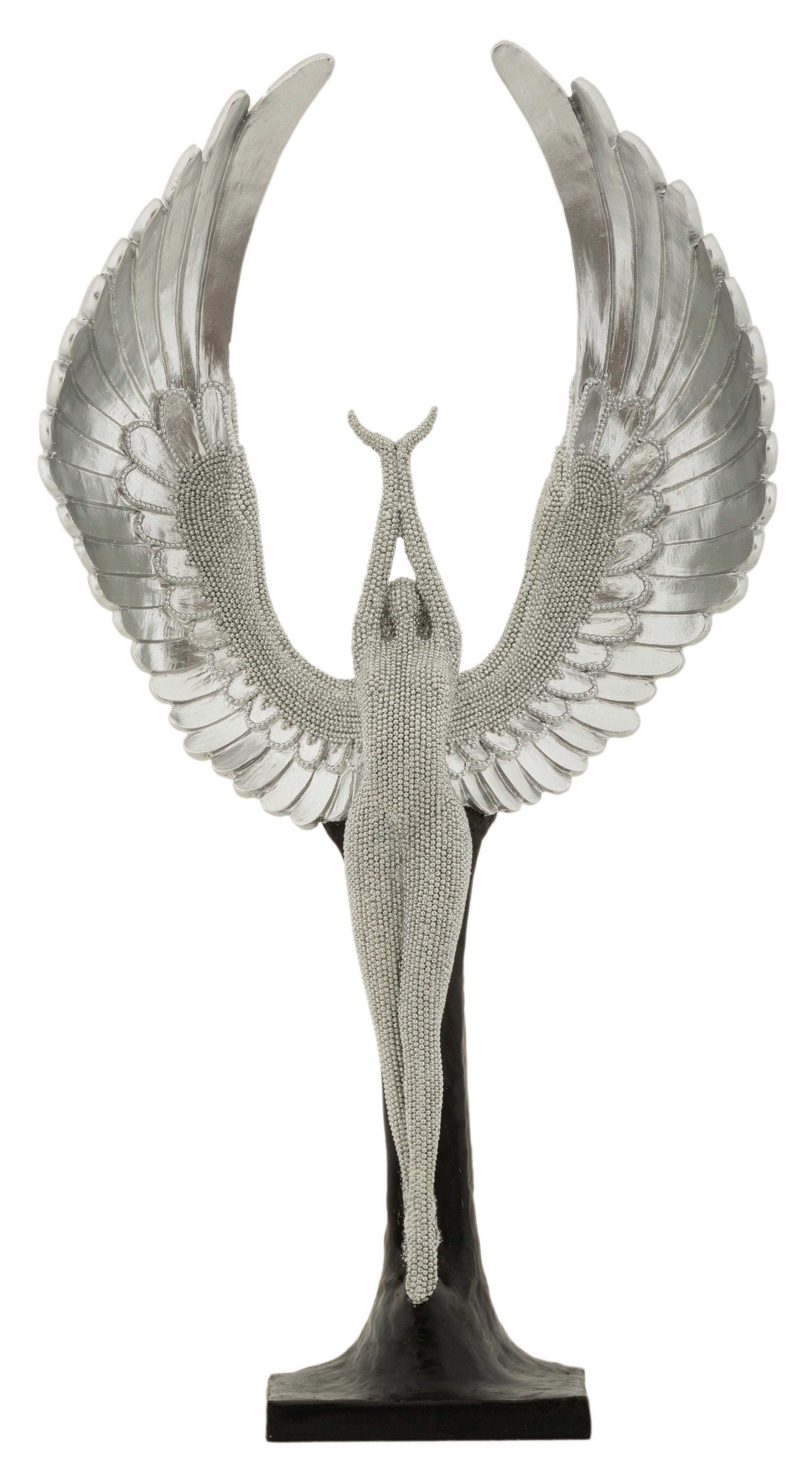 Skulptur Angelica – Elegante Engelsfigur mit Flügeln in Silber 48cm