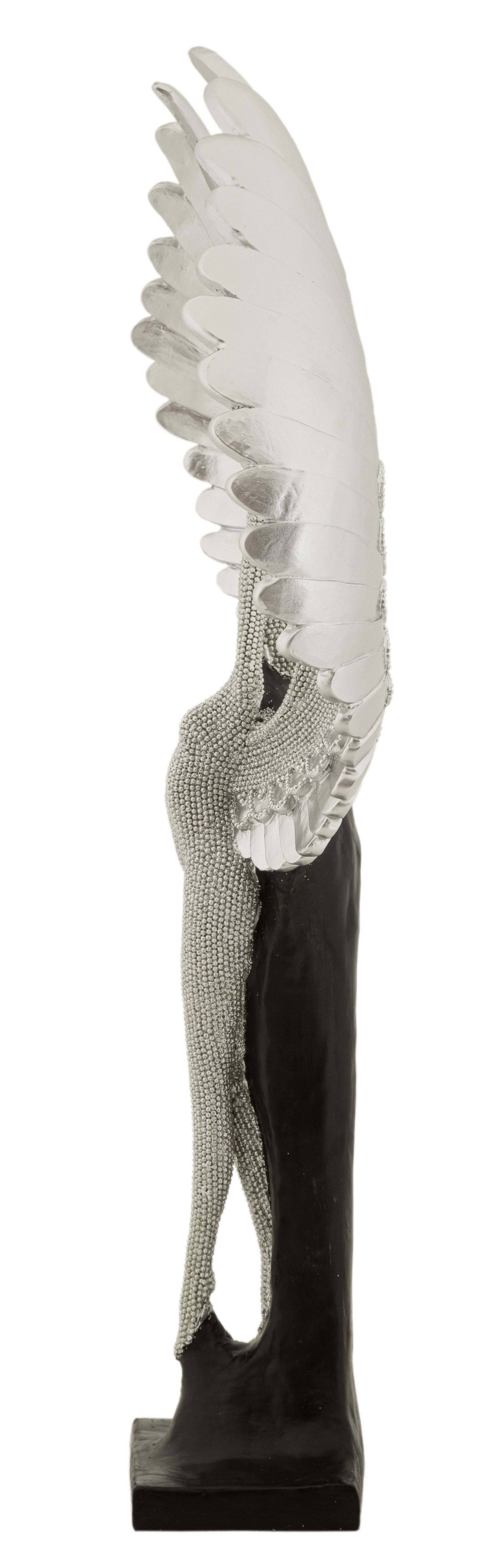 Skulptur Angelica – Elegante Engelsfigur mit Flügeln in Silber 48cm