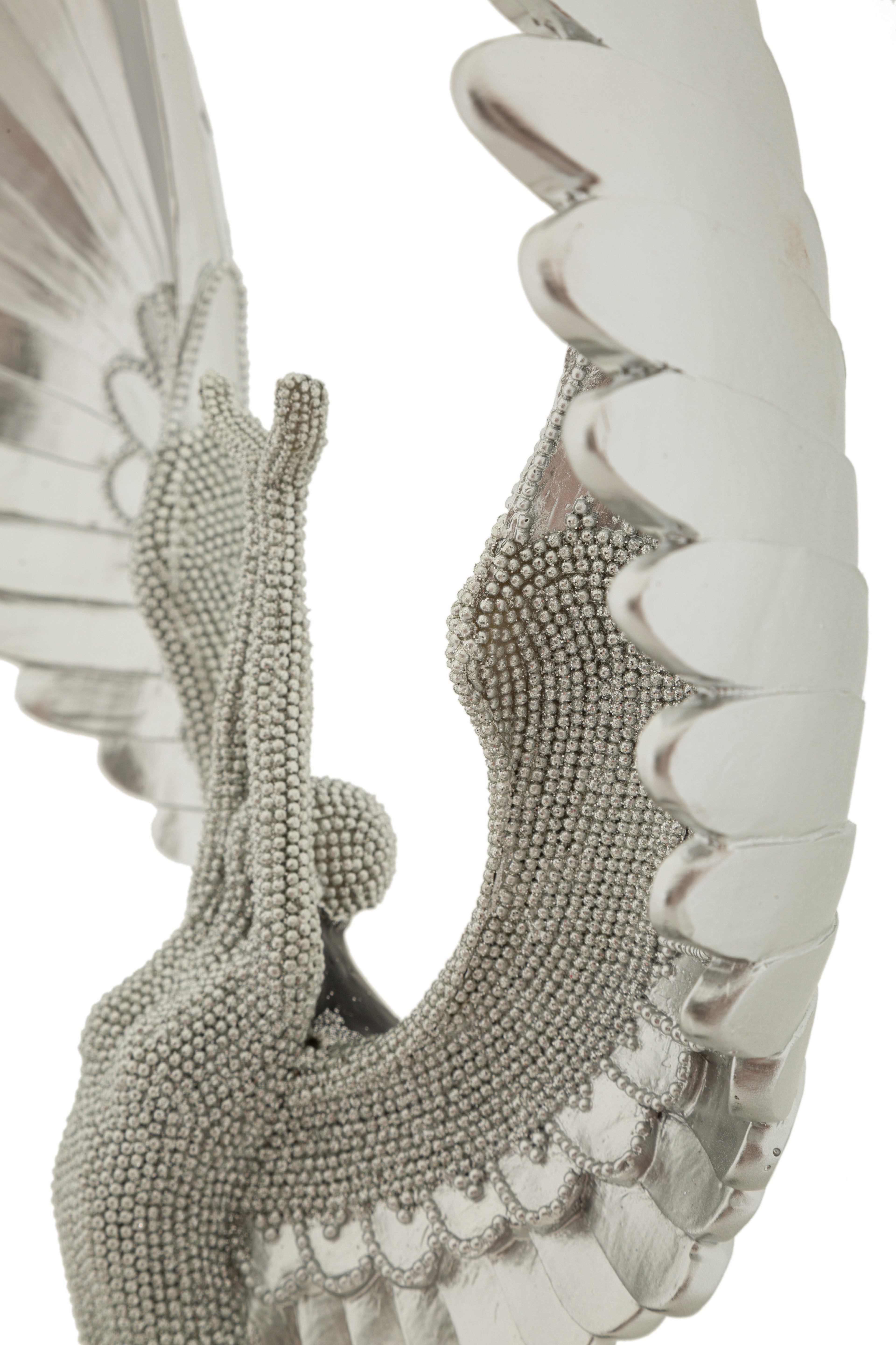 Skulptur Angelica – Elegante Engelsfigur mit Flügeln in Silber 48cm