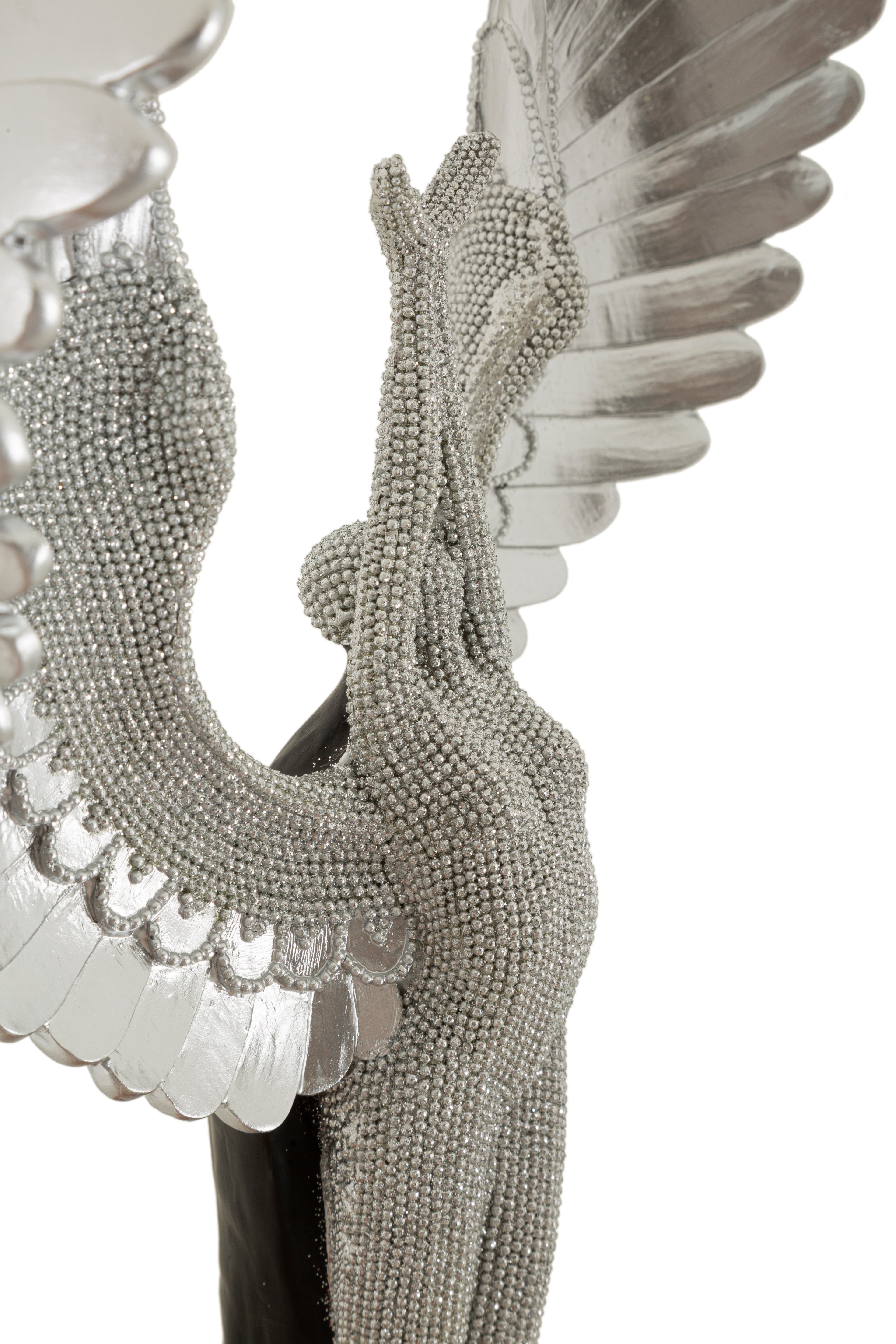 Skulptur Angelica – Elegante Engelsfigur mit Flügeln in Silber 48cm