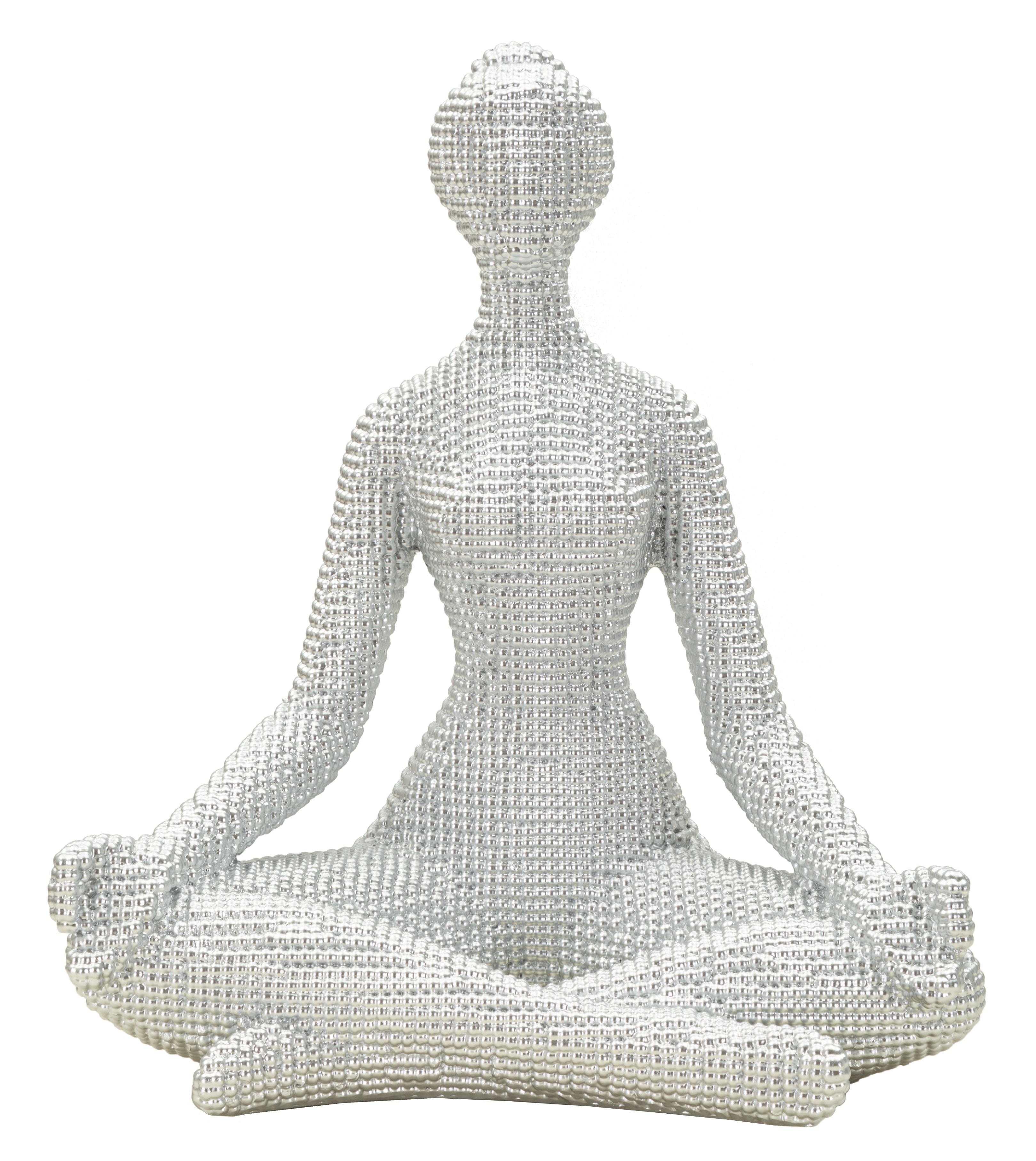 Skulptur Zen Pearl – Meditierende Figur Yoga in Silberoptik 23cm