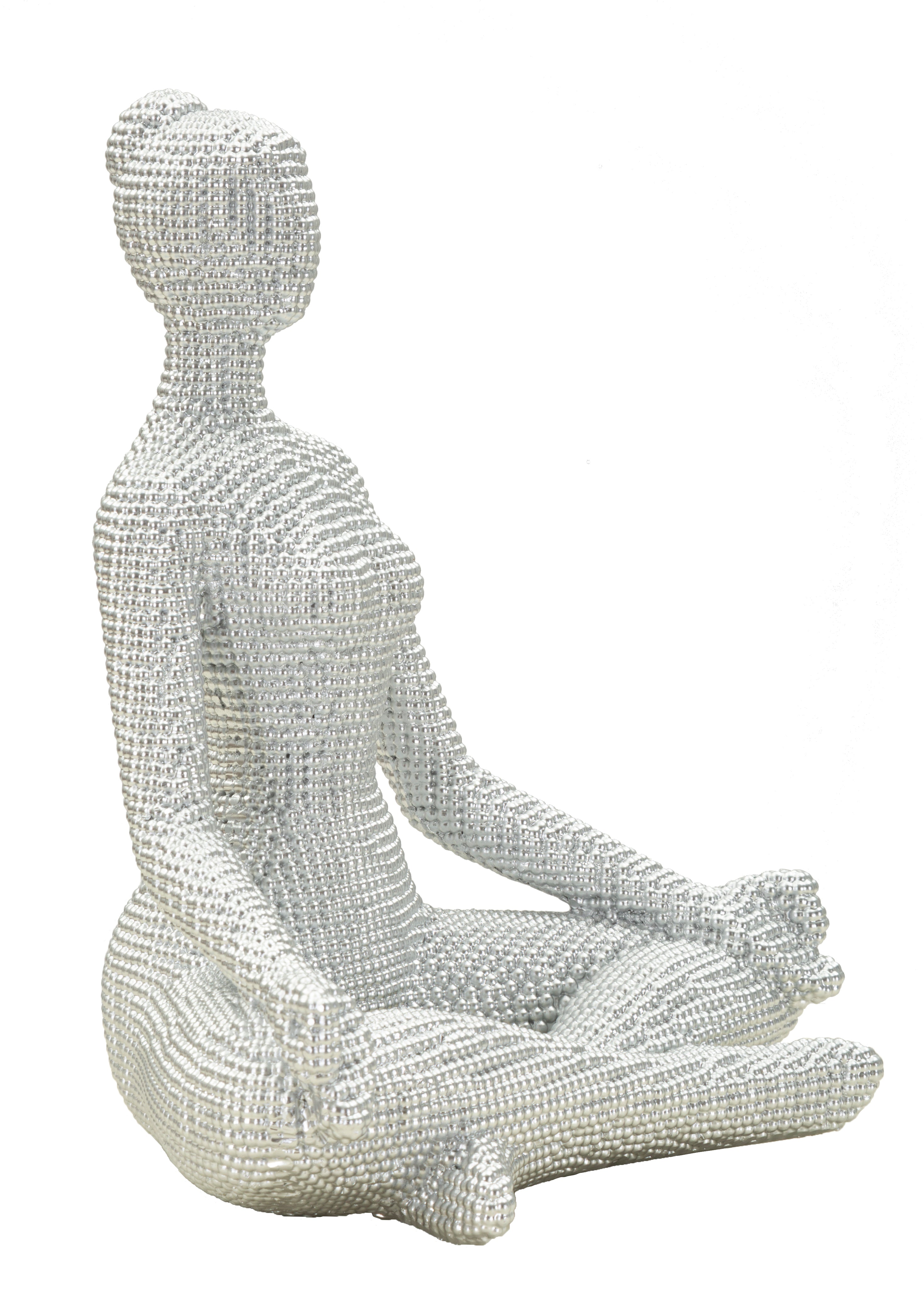 Skulptur Zen Pearl – Meditierende Figur Yoga in Silberoptik 23cm