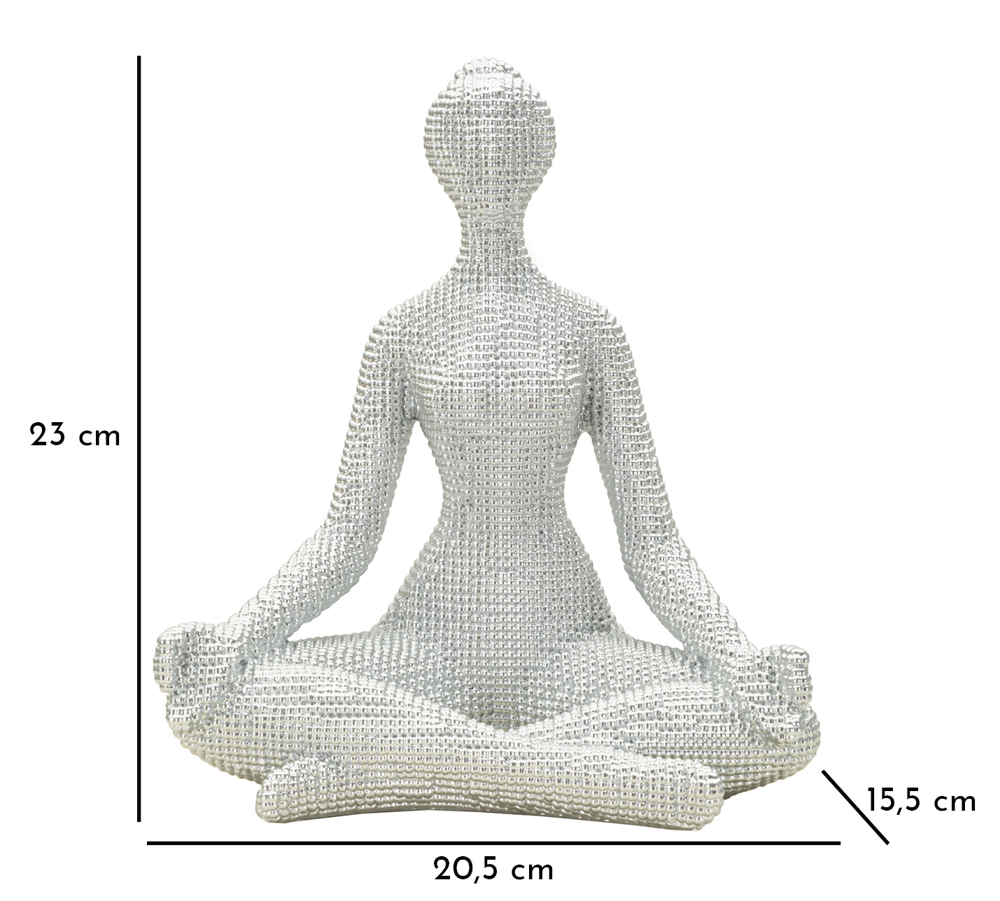 Skulptur Zen Pearl – Meditierende Figur Yoga in Silberoptik 23cm